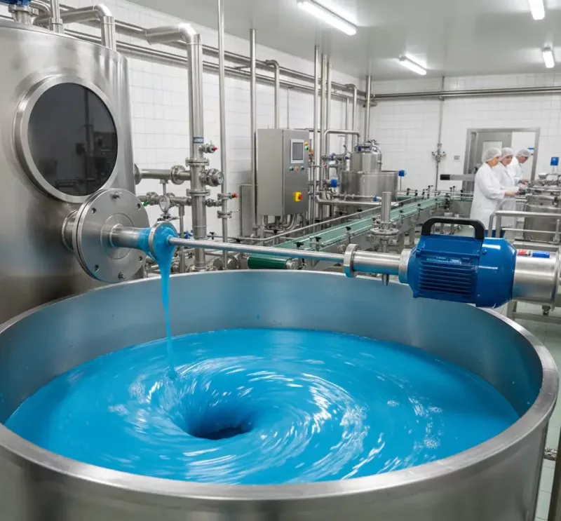 Agitateur dans une cuve de produit cosmétique