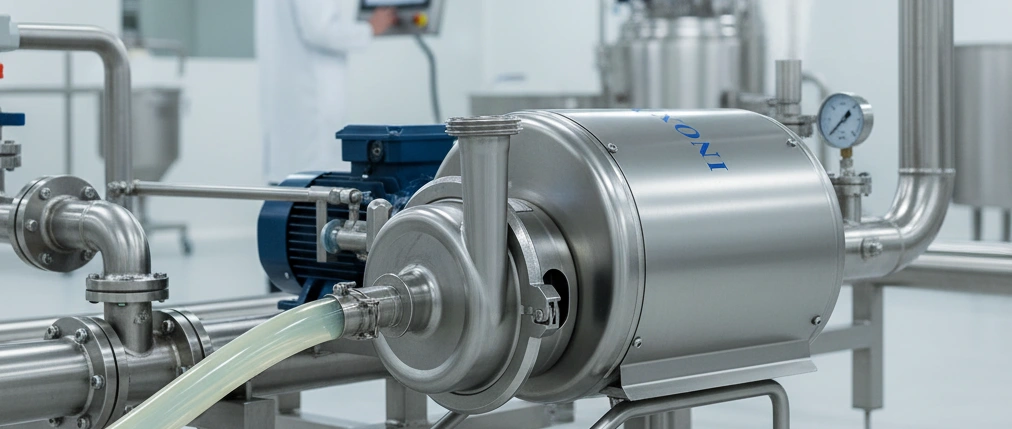 Pompe centrifuge sanitaire sur un équipement de filtration