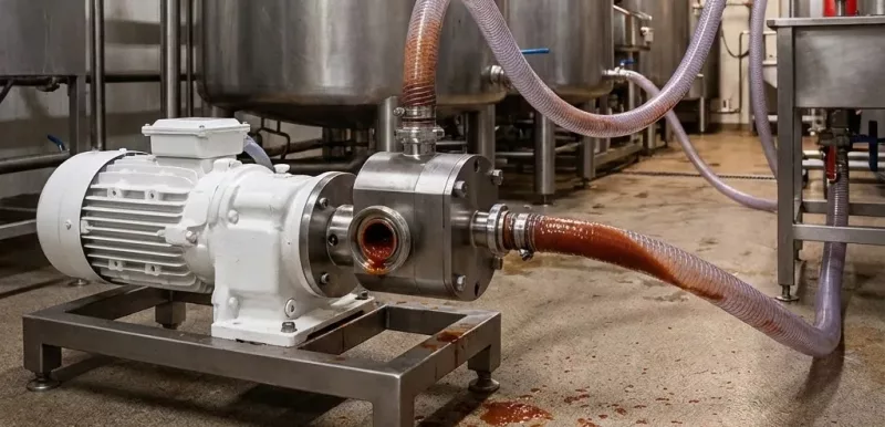 Pompe à engrenages dans une ligne de production alimentaire
