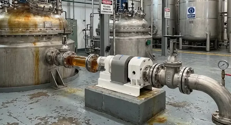Pompe à engrenages dans une usine chimique