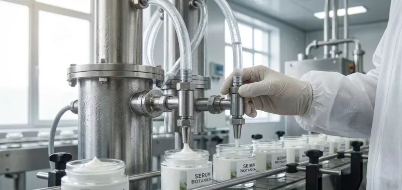 Pompe dans une unité de production cosmétique