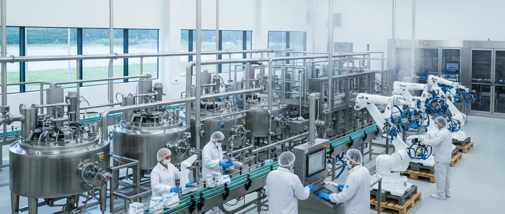 Installation de production avec pompes centrifuges sur plusieurs lignes